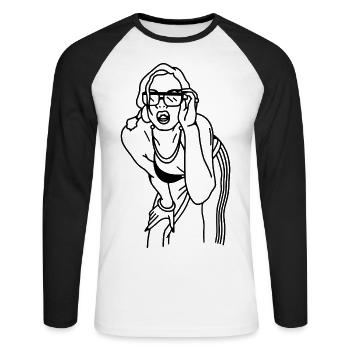 FILLE - T-shirt baseball manches longues Homme - blanc/noir - Devant - Nik (191cm)