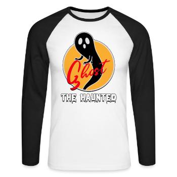 The Ghost Haunted Cool Cartoon - Unisex Baseballshirt langarm - Weiß/Schwarz - Vorne - Nik (191cm)