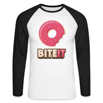 Donut - Biteit - Unisex Long Sleeve Baseball T-Shirt - white/black - Front - Nik (191cm)