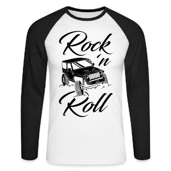 Rock and Roll Jeeps - Unisex Baseballshirt langarm - Weiß/Schwarz - Vorne - Nik (191cm)