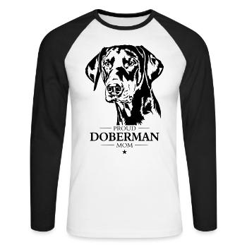 Doberman Mom Dog Dog Doberman Wilsigns - Unisex Long Sleeve Baseball T-Shirt - white/black - Front - Nik (191cm)