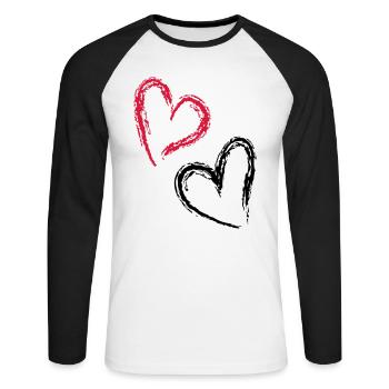 double coeur - T-shirt baseball manches longues Homme - blanc/noir - Devant - Nik (191cm)