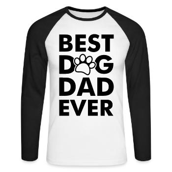 Meilleur dog papa ever - T-shirt baseball manches longues Homme - blanc/noir - Devant - Nik (191cm)