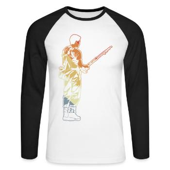 Pêcheur vintage - T-shirt baseball manches longues Homme - blanc/noir - Devant - Nik (191cm)