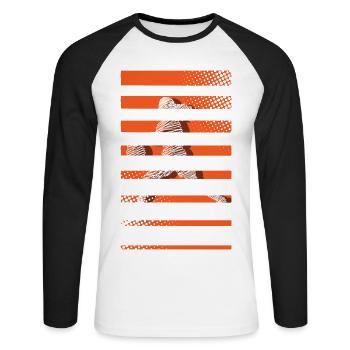 Basketball féminin Basketball féminin - T-shirt baseball manches longues Homme - blanc/noir - Devant - Nik (191cm)