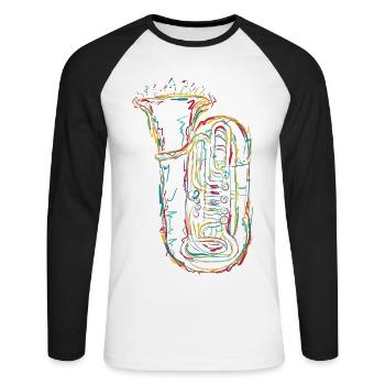 Croquis de tuba - T-shirt baseball manches longues Homme - blanc/noir - Devant - Nik (191cm)