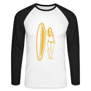 Surfing Sketch - Unisex Long Sleeve Baseball T-Shirt - white/black - Front - Nik (191cm)