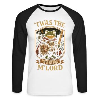C’était le 'Tism Knight M’Lord - T-shirt baseball manches longues Homme - blanc/noir - Devant - Nik (191cm)