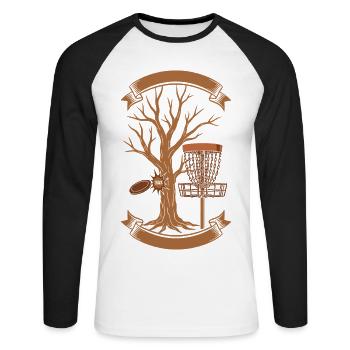 THACK Arbre Hit Disc Golf Panier Disque Volant - T-shirt baseball manches longues Homme - blanc/noir - Devant - Nik (191cm)