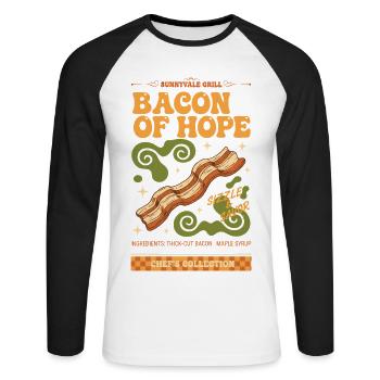 Breakfast Bacon Of Hope Brunch Café Sirop d’érable - T-shirt baseball manches longues Homme - blanc/noir - Devant - Nik (191cm)