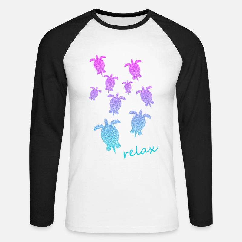 Schildkröten Turtle Relax chill out - Unisex Baseballshirt langarm - Weiß/Schwarz