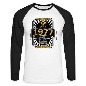 1977 JULY - T-shirt baseball manches longues Homme - blanc/noir - Devant - Nik (191cm)
