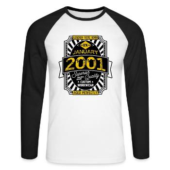 2001 JANUARY - T-shirt baseball manches longues Homme - blanc/noir - Devant - Nik (191cm)