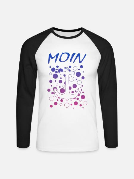 Moin - Unisex Baseballshirt langarm - Weiß/Schwarz