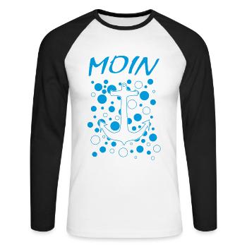 MOIN - Unisex Baseballshirt langarm - Weiß/Schwarz - Vorne - Nik (191cm)