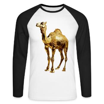 Camel - Unisex Long Sleeve Baseball T-Shirt - white/black - Front - Nik (191cm)