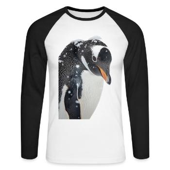 Penguin - Unisex Long Sleeve Baseball T-Shirt - white/black - Front - Nik (191cm)