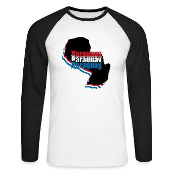 Paraguay - Unisex Baseballshirt langarm - Weiß/Schwarz - Vorne - Nik (191cm)