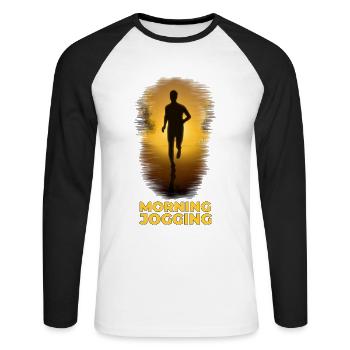 Morning Jogging - Unisex Long Sleeve Baseball T-Shirt - white/black - Front - Nik (191cm)