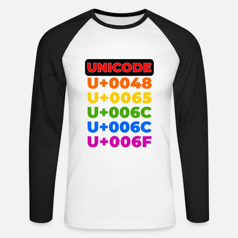 UNICODE - Unisex Baseballshirt langarm - Weiß/Schwarz