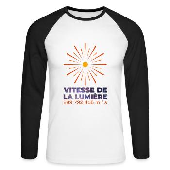 Vitesse de la lumière - T-shirt baseball manches longues Homme - blanc/noir - Devant - Nik (191cm)