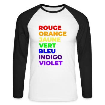 Couleurs de l'arc en ciel - T-shirt baseball manches longues Homme - blanc/noir - Devant - Nik (191cm)