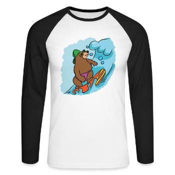 surfing - Unisex Long Sleeve Baseball T-Shirt - white/black - Front - Nik (191cm)