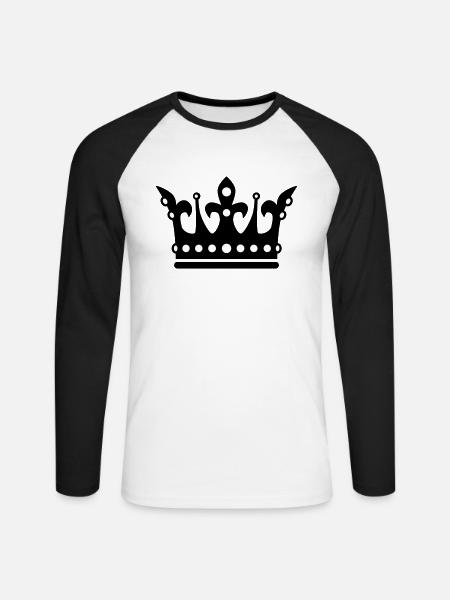 Krone / Crown 2c - Unisex Baseballshirt langarm - Weiß/Schwarz