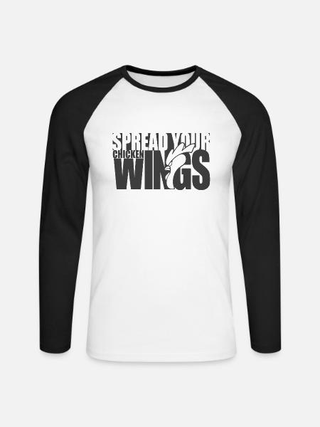 Spread Your Black Wings - Unisex Baseballshirt langarm - Weiß/Schwarz