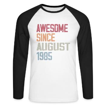 1985 Août - Cadeau D'anniversaire Août 1985 Août - T-shirt baseball manches longues Homme - blanc/noir - Devant - Nik (191cm)