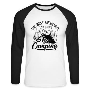 Camping Memories Camping Mountains Hiking Camper - Unisex Long Sleeve Baseball T-Shirt - white/black - Front - Nik (191cm)