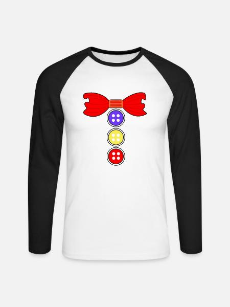 Karneval Clown Köln Mainz Kölsch Schleife Kostüm - Unisex Baseballshirt langarm - Weiß/Schwarz