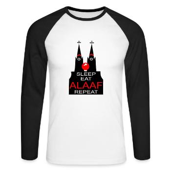 Kölsch de Cologne Cathédrale Kölle Alaaf Rhing nez carnaval - T-shirt baseball manches longues Homme - blanc/noir - Devant - Nik (191cm)
