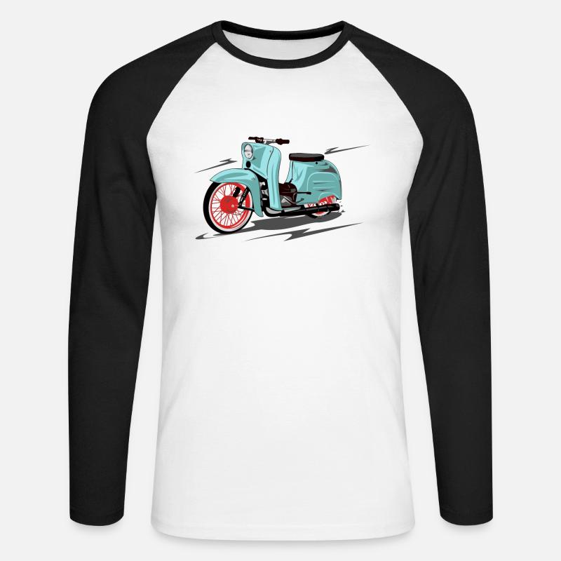 Simson Schwalbe mint, peppermint - Unisex Baseballshirt langarm - Weiß/Schwarz