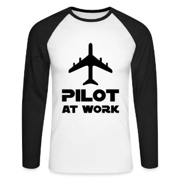 Pilot at work (aircraft) - Unisex Long Sleeve Baseball T-Shirt - white/black - Front - Nik (191cm)