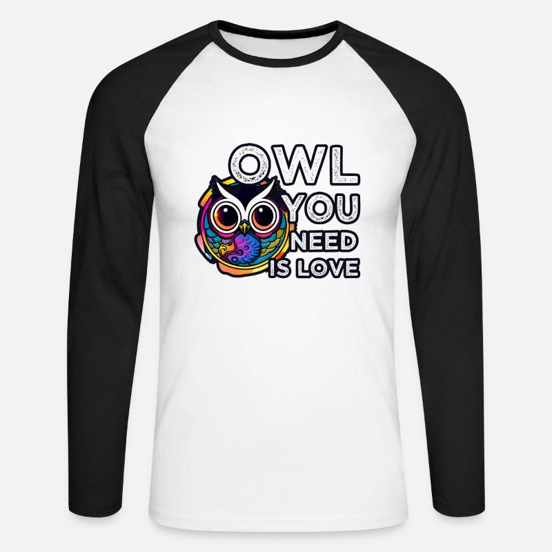 Liebe zählt Eule Eulen - Unisex Baseballshirt langarm - Weiß/Schwarz
