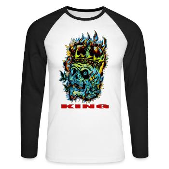 KING - Unisex Long Sleeve Baseball T-Shirt - white/black - Front - Nik (191cm)