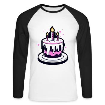 Birthday Cake iLLUSTRATION - Unisex Long Sleeve Baseball T-Shirt - white/black - Front - Nik (191cm)