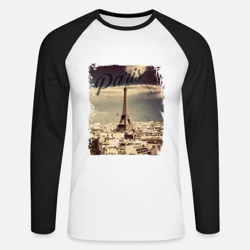 Paris Eiffelturm - Unisex Baseballshirt langarm - Weiß/Schwarz
