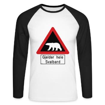Svalbard Polar Bear Sign - Gjelder hele Svalbard - Unisex Long Sleeve Baseball T-Shirt - white/black - Front - Nik (191cm)