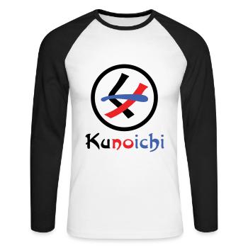 Female Ninja Kunoichi くノ一 - Unisex Long Sleeve Baseball T-Shirt - white/black - Front - Nik (191cm)