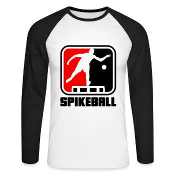 Farben änderbar | Roundnet Spike Ball Spikeball - Unisex Baseballshirt langarm - Weiß/Schwarz - Vorne - Nik (191cm)