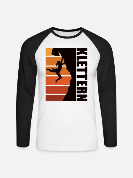 Felsklettern – Kletterin - Unisex Baseballshirt langarm - Weiß/Schwarz