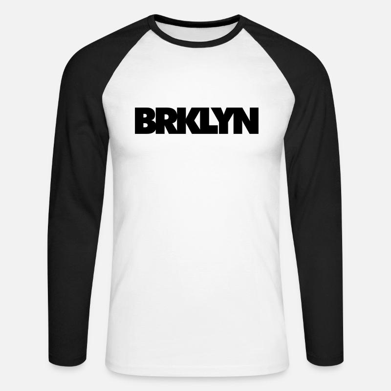 BRKLYN - Unisex Baseballshirt langarm - Weiß/Schwarz
