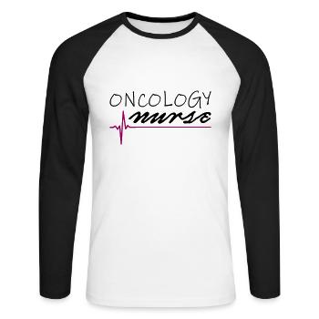 Oncology Nurse - Unisex Long Sleeve Baseball T-Shirt - white/black - Front - Nik (191cm)