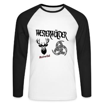 Westerwälder Rotwild - Unisex Baseballshirt langarm - Weiß/Schwarz - Vorne - Nik (191cm)