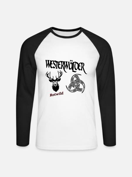 Westerwälder Rotwild - Unisex Baseballshirt langarm - Weiß/Schwarz