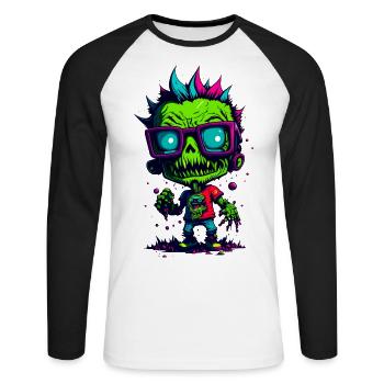 Colorful cool zombie - Unisex Long Sleeve Baseball T-Shirt - white/black - Front - Nik (191cm)