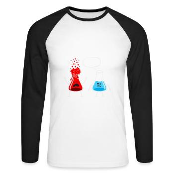 Je pense que tu réagis de manière excessive - conception de chimiste - T-shirt baseball manches longues Homme - blanc/noir - Devant - Nik (191cm)