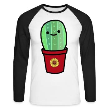Cactus Plant Plants Cactus - Unisex Long Sleeve Baseball T-Shirt - white/black - Front - Nik (191cm)